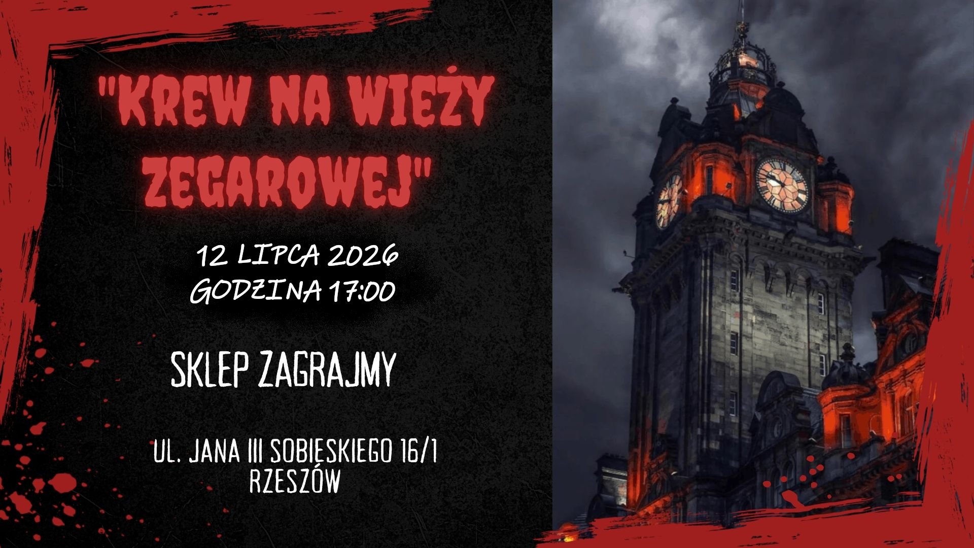 "Krew na Wieży Zegarowej" I Rzeszów na planszy