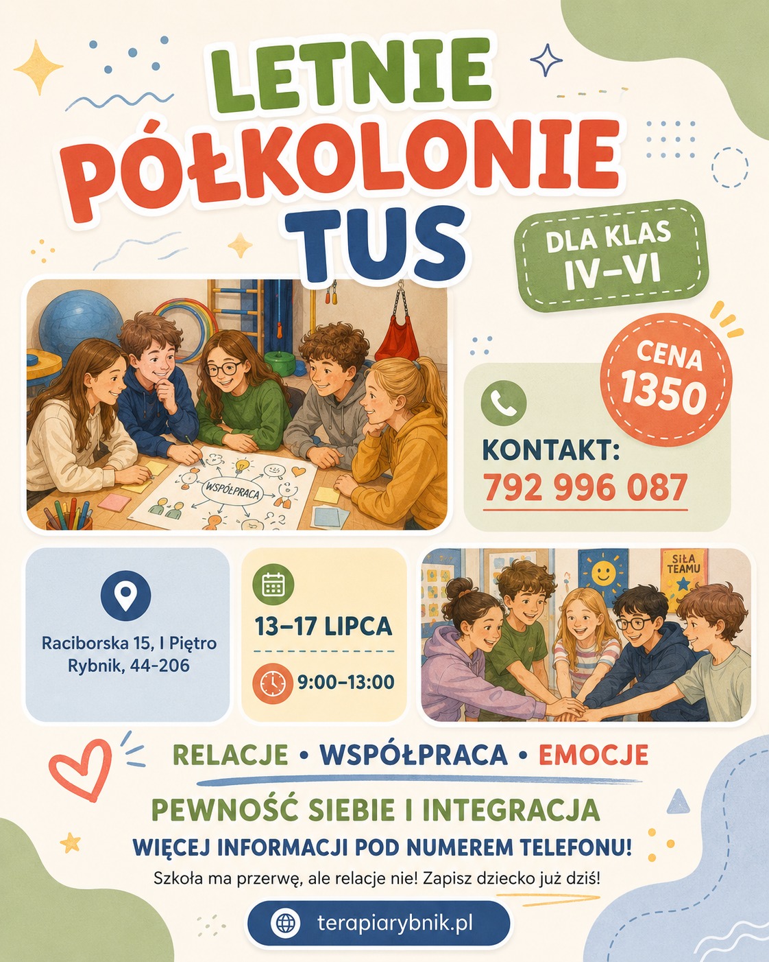 Półkolonie TUS dla klas IV–VI w Rybniku ☀️