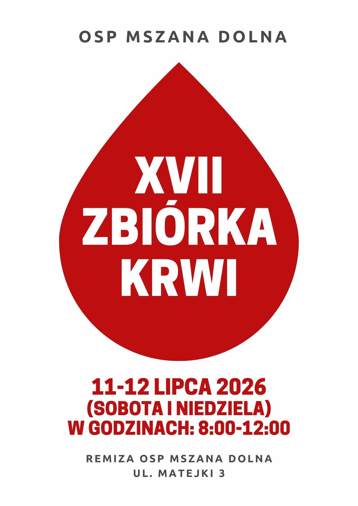 XVII Zbiórka Krwi OSP Mszana Dolna