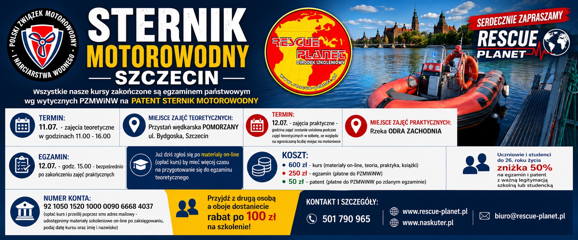 SZKOLENIE I EGZAMIN NA PATENT STERNIK MOTOROWODNY SZCZECIN